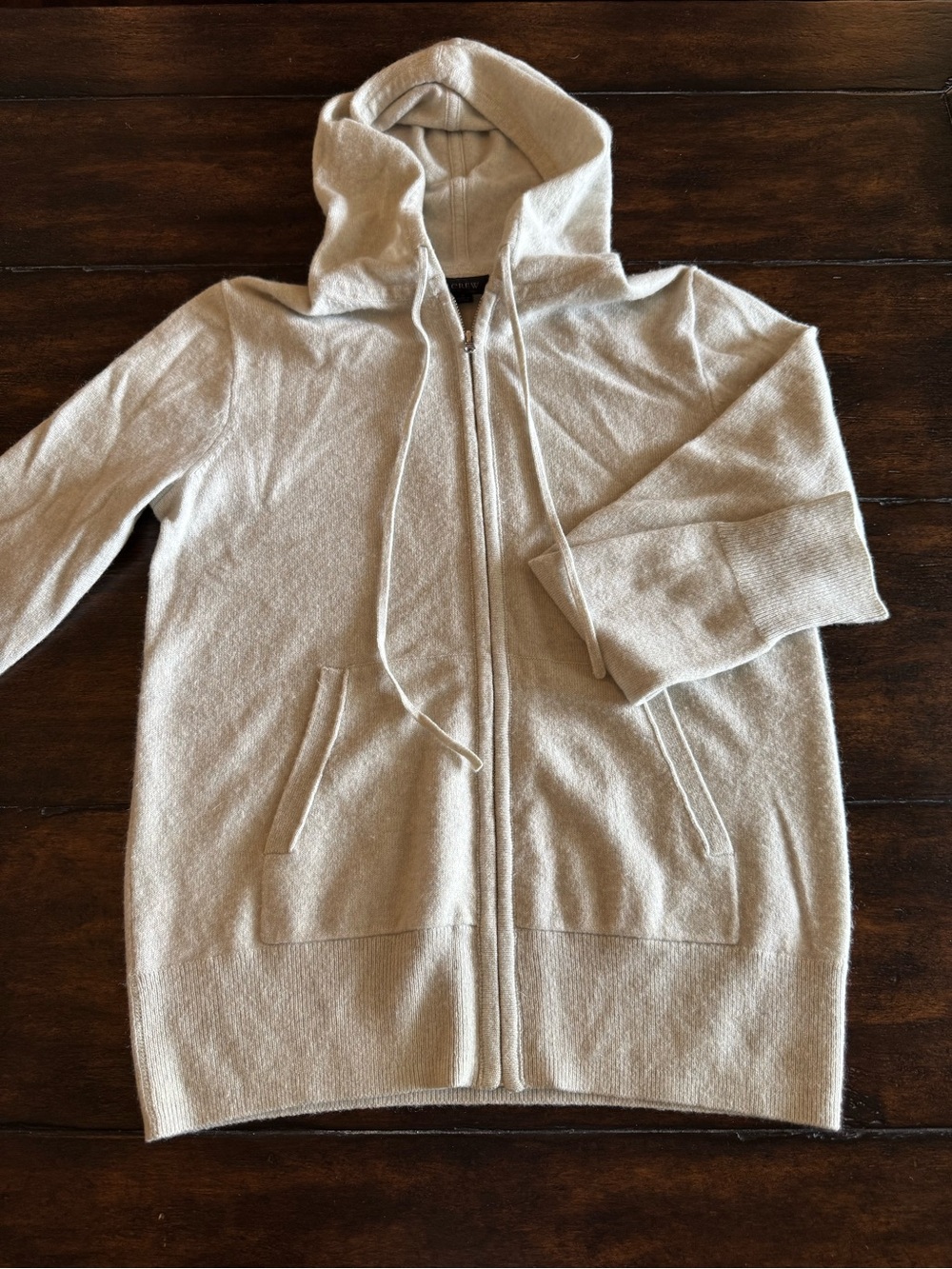 J. Crew Light Gray 100% Italian Cashmere Full Zip Hoodie
